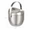 Hello Honey 1-Quart Stainless Steel Double-Wall Ice Bucket with Handle and Curved Lid, Brushed Nickel Finish